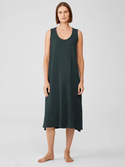 Eileen Fisher Cozy Organic Cotton Thermal Tank Dress In Green