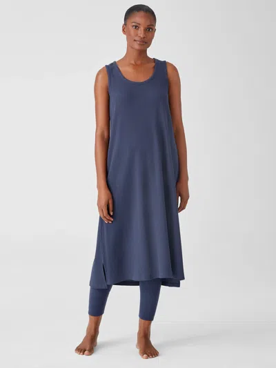 Eileen Fisher Cozy Organic Cotton Thermal Tank Dress In Blue
