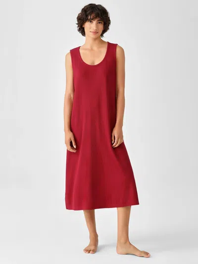 Eileen Fisher Cozy Organic Cotton Thermal Tank Dress In Burgundy