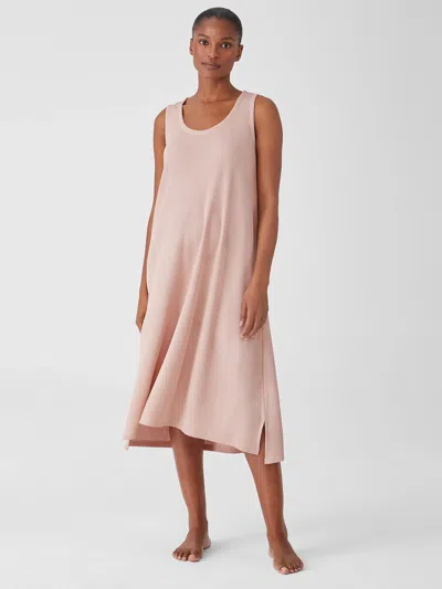 Eileen Fisher Cozy Organic Cotton Thermal Tank Dress In Pink