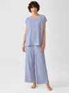 Eileen Fisher Cozy Organic Cotton Thermal Wide-leg Pant In Blue