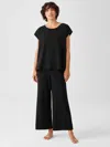 Eileen Fisher Cozy Organic Cotton Thermal Wide-leg Pant In Black