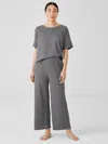 Eileen Fisher Cozy Organic Cotton Thermal Wide-leg Pant In Gray