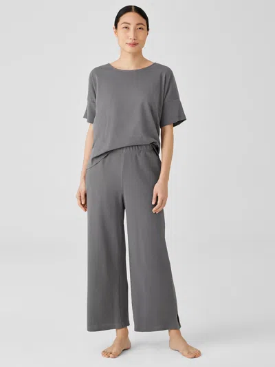 Eileen Fisher Cozy Organic Cotton Thermal Wide-leg Pant In Gray