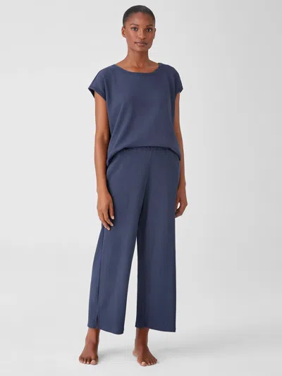 Eileen Fisher Cozy Organic Cotton Thermal Wide-leg Pant In Blue