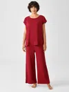 Eileen Fisher Cozy Organic Cotton Thermal Wide-leg Pant In Red