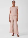 Eileen Fisher Cozy Organic Cotton Thermal Wide-leg Pant In Pink