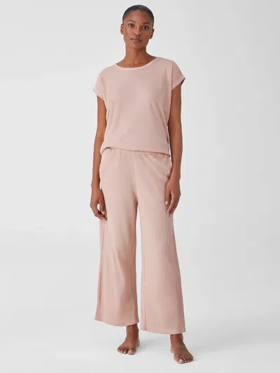 Eileen Fisher Cozy Organic Cotton Thermal Wide-leg Pant In Pink