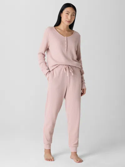 Eileen Fisher Cozy Organic Cotton Waffle Jogger Sleep Pant In Pink