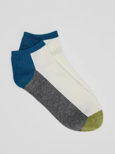 Eileen Fisher Cozy Recycled Nylon Cashmere Color-blocked Ankle Sock In Multi