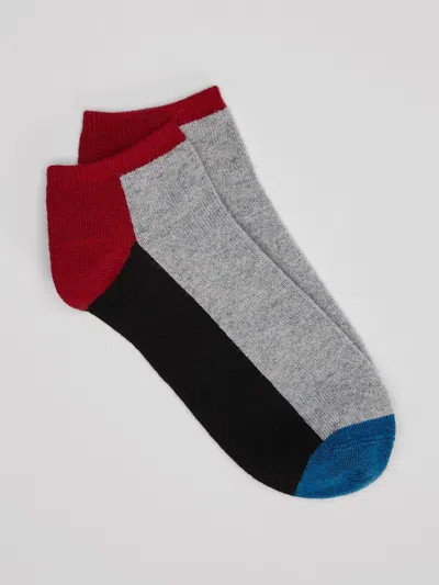 Eileen Fisher Cozy Recycled Nylon Cashmere Color-blocked Ankle Sock In Multi
