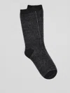 Eileen Fisher Cozy Recycled Nylon Cashmere Jacquard Stripe Sock In Black