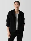 Eileen Fisher Cozy Recycled Wool Boucle Hooded Jacket In Black