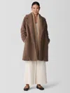 Eileen Fisher Cozy Recycled Wool Boucle Notch Collar Coat In Brown