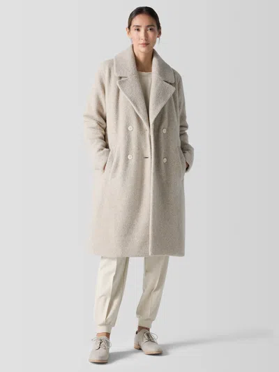 Eileen Fisher Cozy Recycled Wool Boucle Notch Collar Coat In White