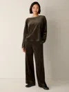 Eileen Fisher Cozy Velour Knit Bateau Neck Top In Brown