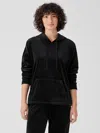 Eileen Fisher Cozy Velour Knit Hooded Top In Black