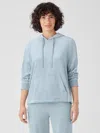 Eileen Fisher Cozy Velour Knit Hooded Top In Gray