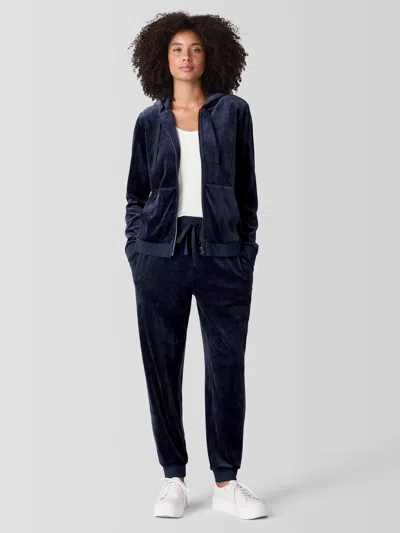 Eileen Fisher Cozy Velour Knit Jogger Pant In Almond