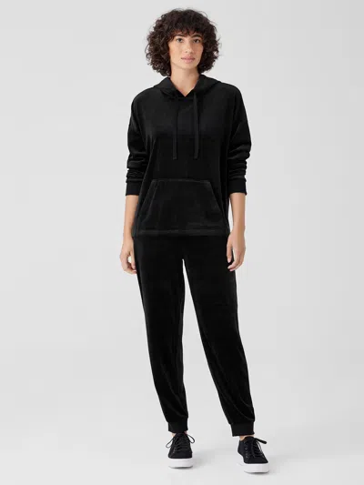 Eileen Fisher Cozy Velour Knit Jogger Pant In Black