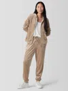 Eileen Fisher Cozy Velour Knit Jogger Pant In Brown