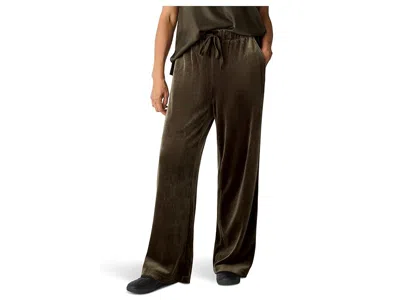 Eileen Fisher Cozy Velour Knit Wide Full Length Pant In Brown