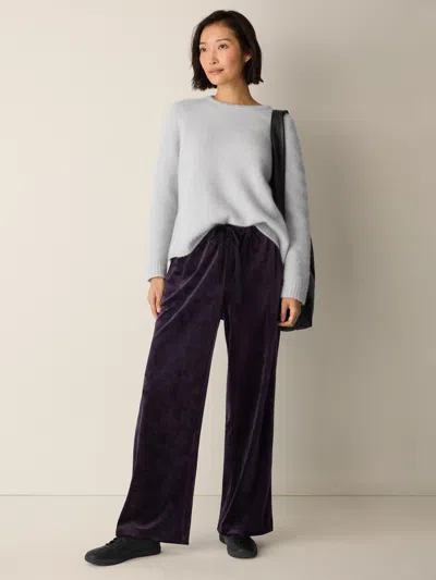 Eileen Fisher Cozy Velour Knit Wide-leg Pant In Gray