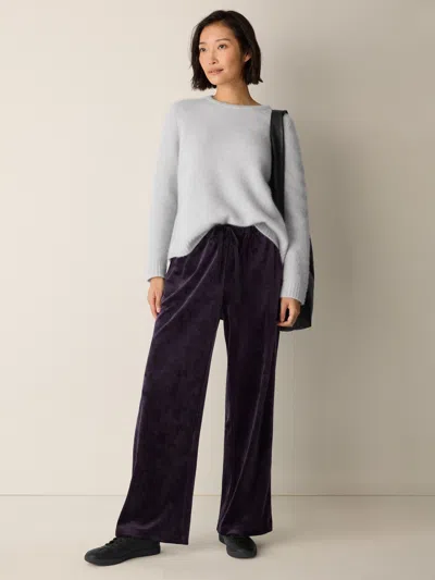 Eileen Fisher Cozy Velour Knit Wide-leg Pant In Aubergine