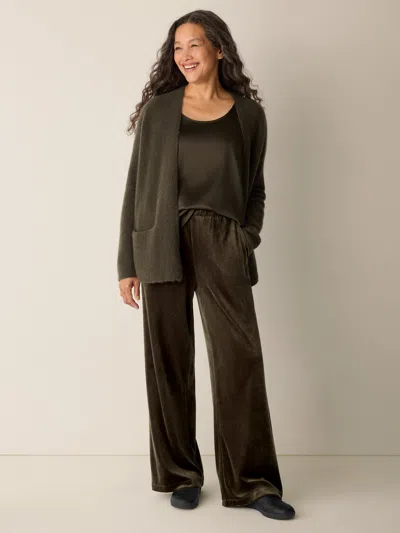 Eileen Fisher Cozy Velour Knit Wide-leg Pant In Branch