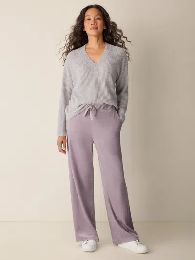 Eileen Fisher Cozy Velour Knit Wide-leg Pant In Lunette