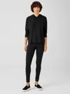 Eileen Fisher Cozy Waffle Knit High-waisted Leggings In Black