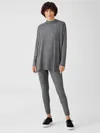 Eileen Fisher Cozy Waffle Knit High-waisted Leggings In Gray