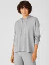 Eileen Fisher Cozy Waffle Knit Hooded Top In Gray
