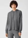 Eileen Fisher Cozy Waffle Knit Hooded Top In Gray