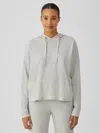 Eileen Fisher Cozy Waffle Knit Hooded Top In Gray