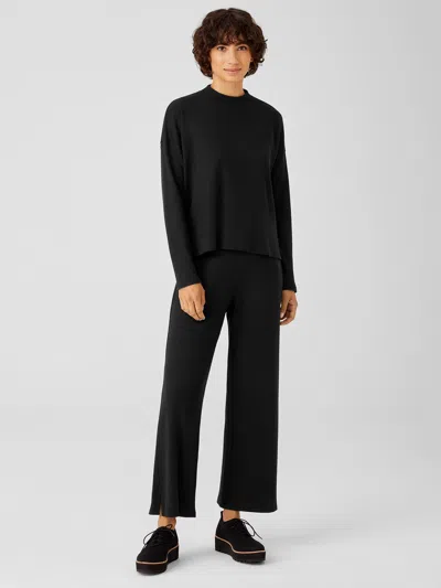 Eileen Fisher Cozy Waffle Knit Straight Pant In Black
