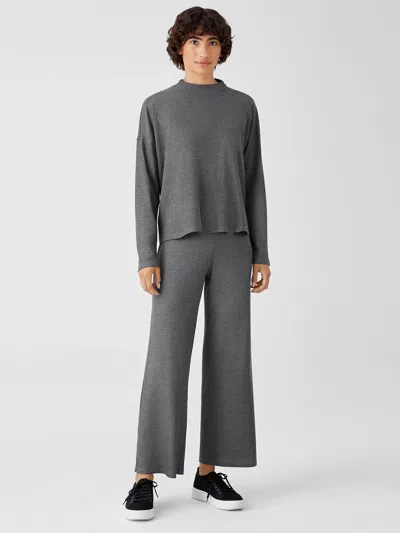 Eileen Fisher Cozy Waffle Knit Straight Pant In Gray