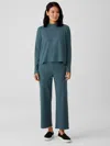 Eileen Fisher Cozy Waffle Knit Straight Pant In Green