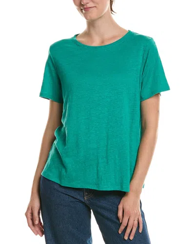 Eileen Fisher Crew Linen T-shirt In Green