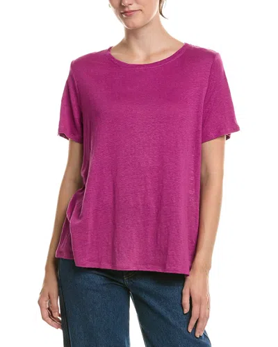Eileen Fisher Crew Linen T-shirt In Purple