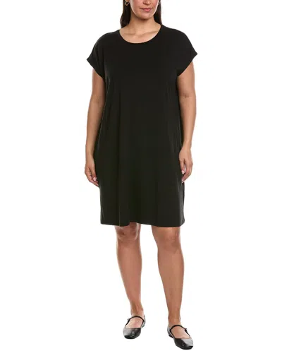 Eileen Fisher Crew Neck Boxy Shirtdress In Black