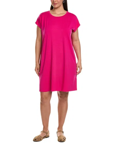 Eileen Fisher Crew Neck Boxy Shirtdress In Multi