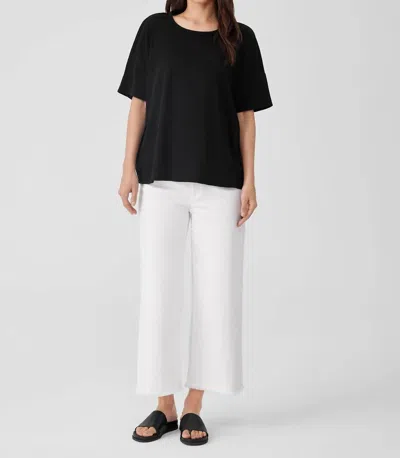 Eileen Fisher Crew Neck Boxy Tee In Black