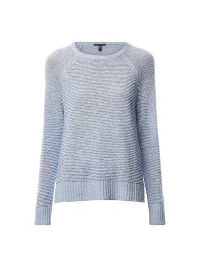 Eileen Fisher Crew Neck Raglan Sleeve Jumper Linen Cotton In Bellflower
