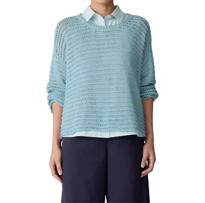 EILEEN FISHER CREW NECK SWEATER IN PALE SKY