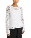 Eileen Fisher Crewneck Open-knit Organic Cotton Sweater In White