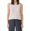 Eileen Fisher Ribbed Sleeveless Crewneck Top In Beige