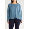Eileen Fisher Crewneck Boxy Crop T-shirt In Blue