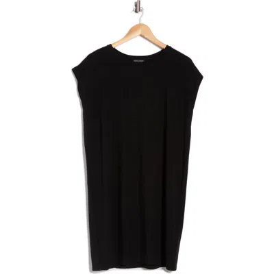 Eileen Fisher Crew Neck Boxy Shirtdress In Black