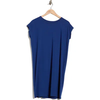Eileen Fisher Crew Neck Boxy Shirtdress In Blue